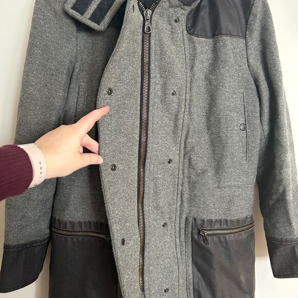 Rag & Bone Waxed Canvas Pocket Double 2-in-1 Parka Jacket w/ Fur Hood - Picture 7 of 16